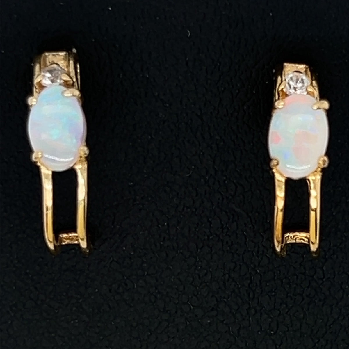 Gold Plated Solid Opal Earrings (gpse83)