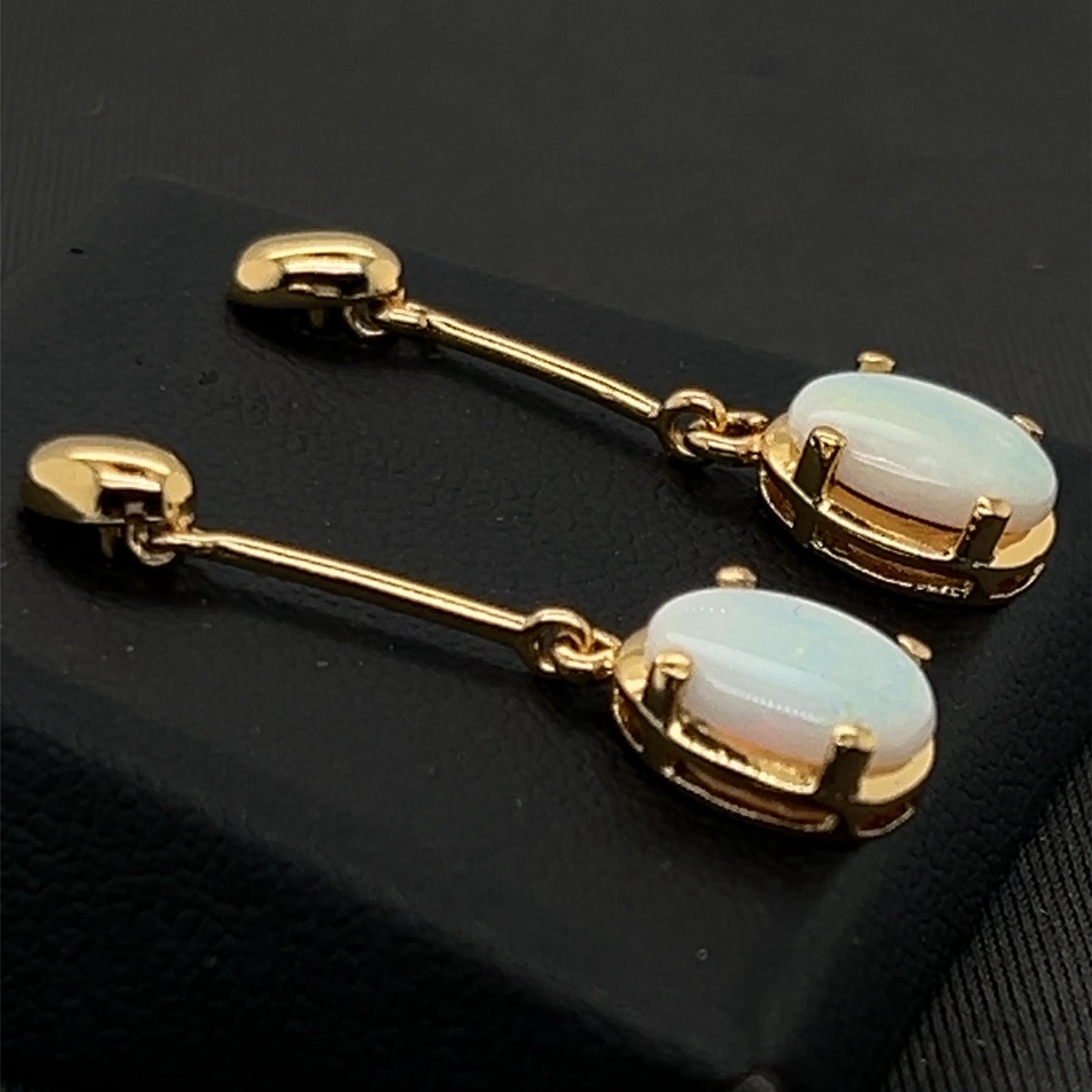 Gold Plated Solid Opal Earrings (gpse96)