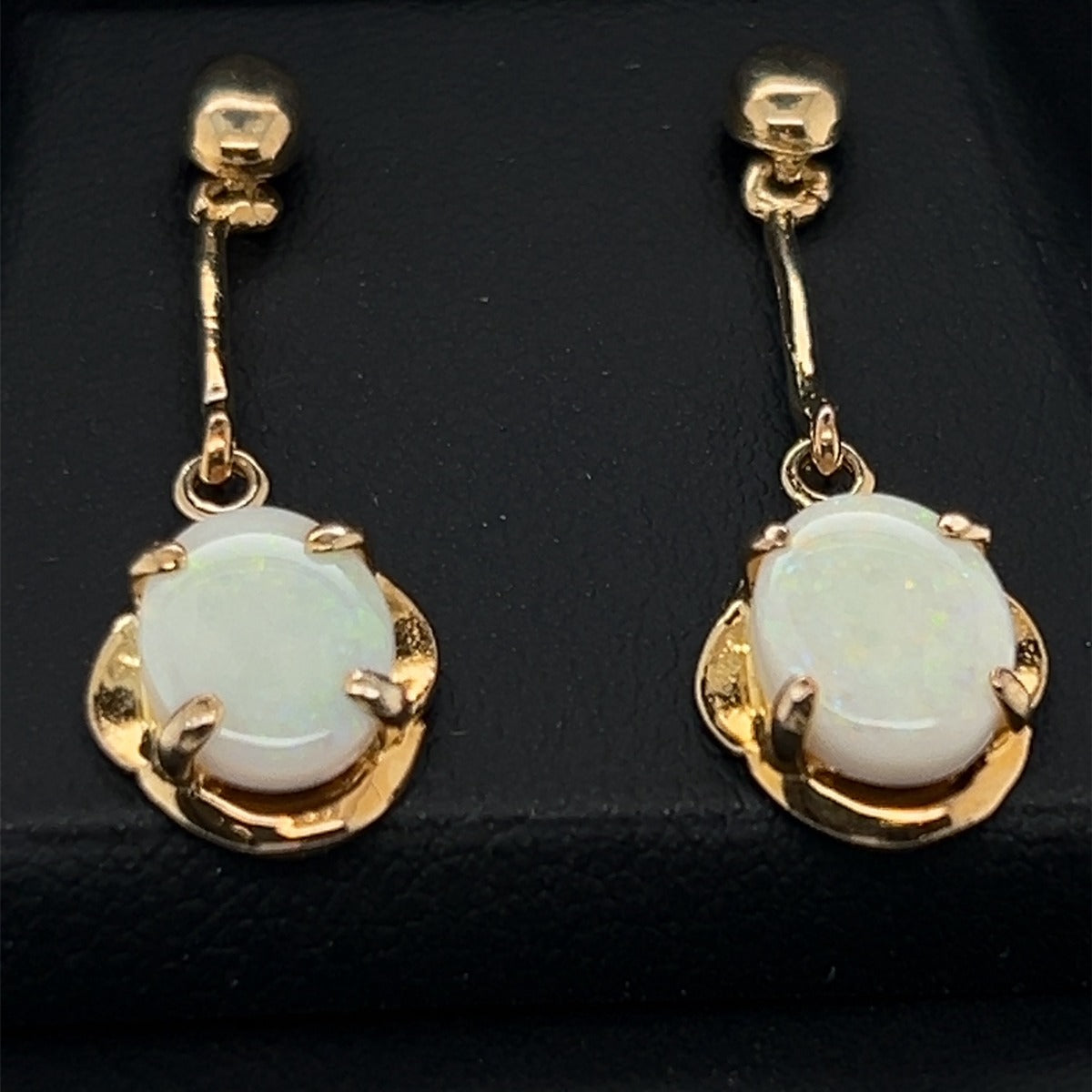 Gold Plated Sterling Silver Solid Opal Earrings (gpse7)