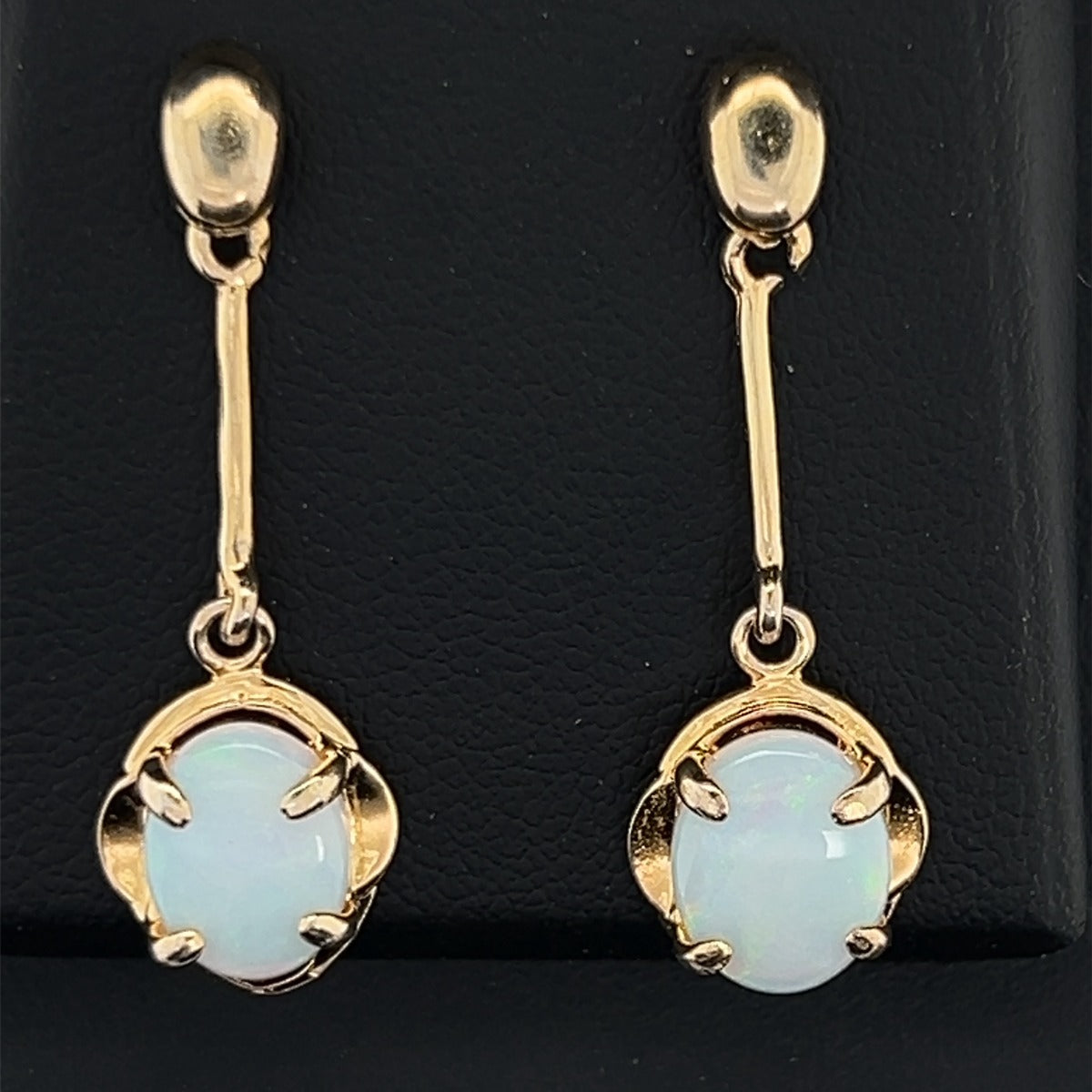 Gold Plated Sterling Silver Solid Opal Earrings (gpse7)