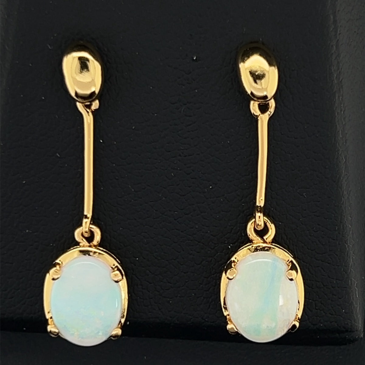 Gold Plated Solid Opal Earrings (gpse96)