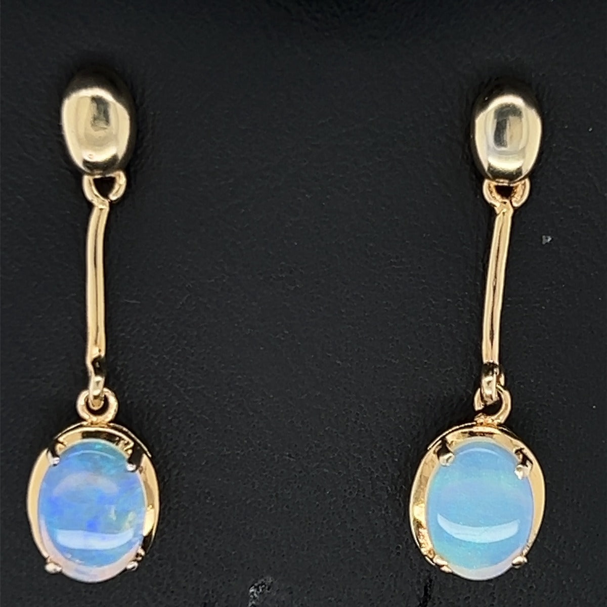 Gold Plated Drop Sterling Silver Solid Opal Earrings (gpse9)