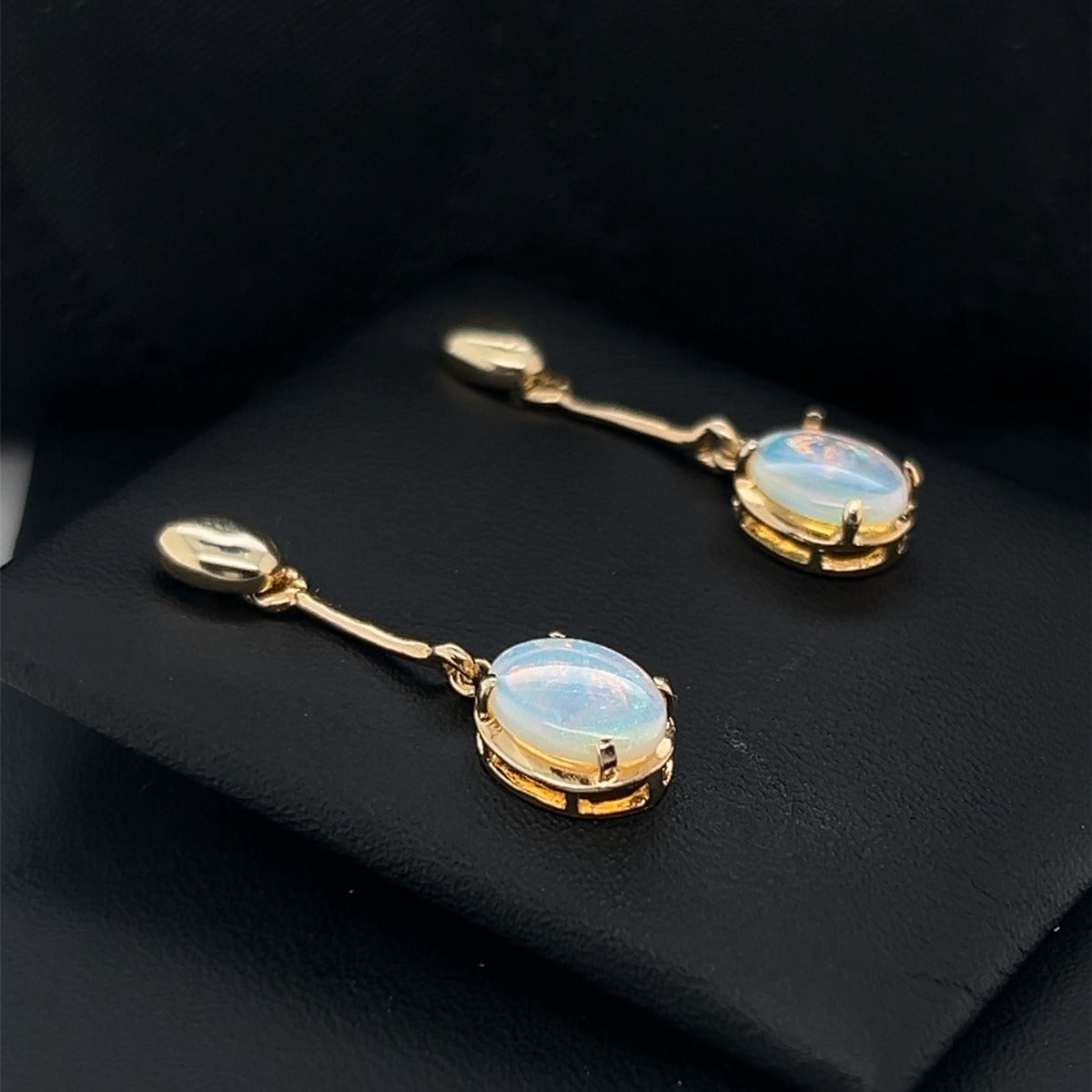 Gold Plated Drop Sterling Silver Solid Opal Earrings (gpse9)