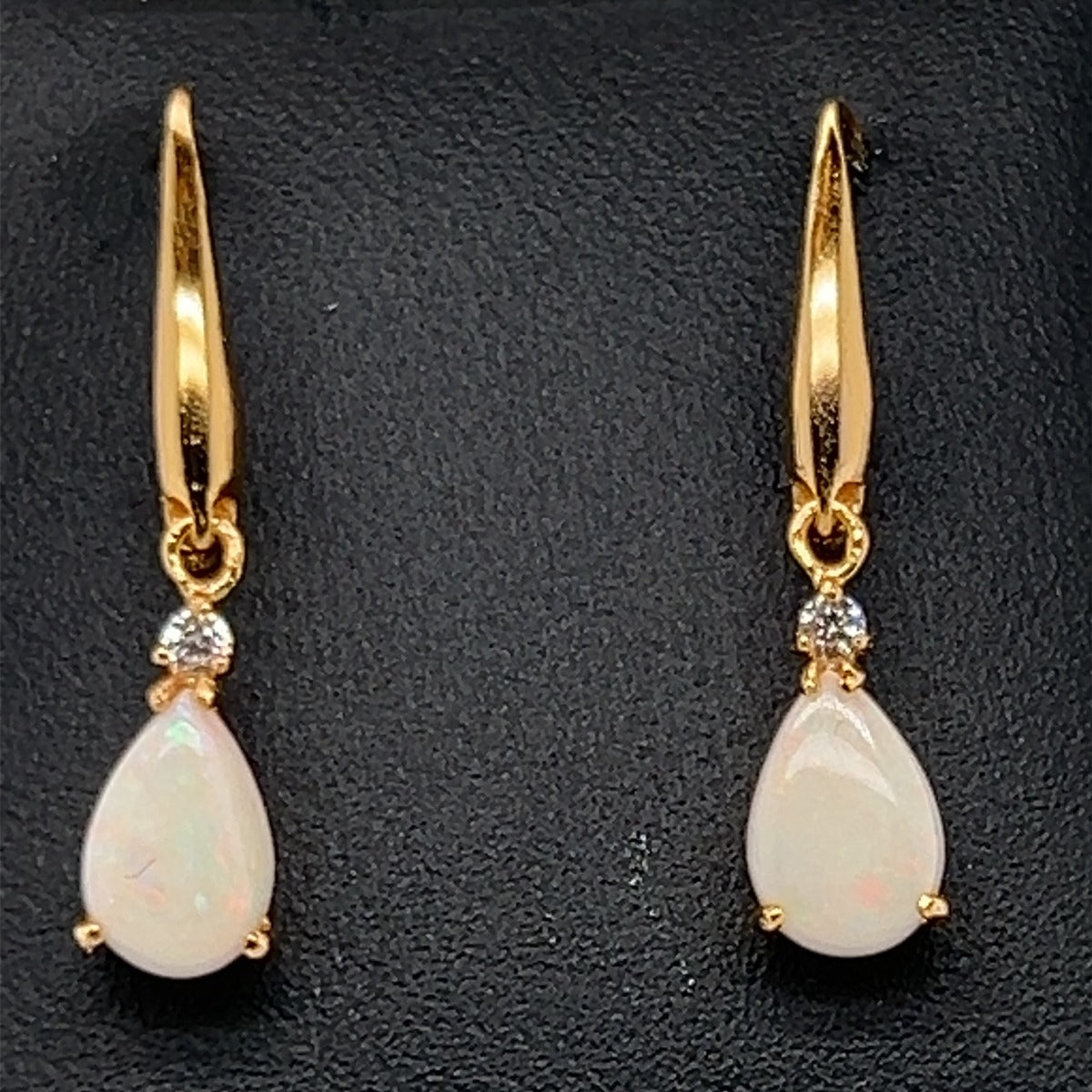 Gold plated tear drop solid opal earrings (gpse696