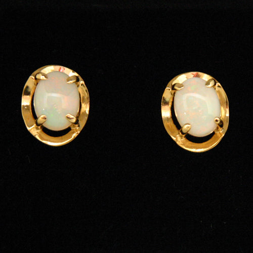 Gold plated Sterling Silver Solid Opal Earrings (gpse88)