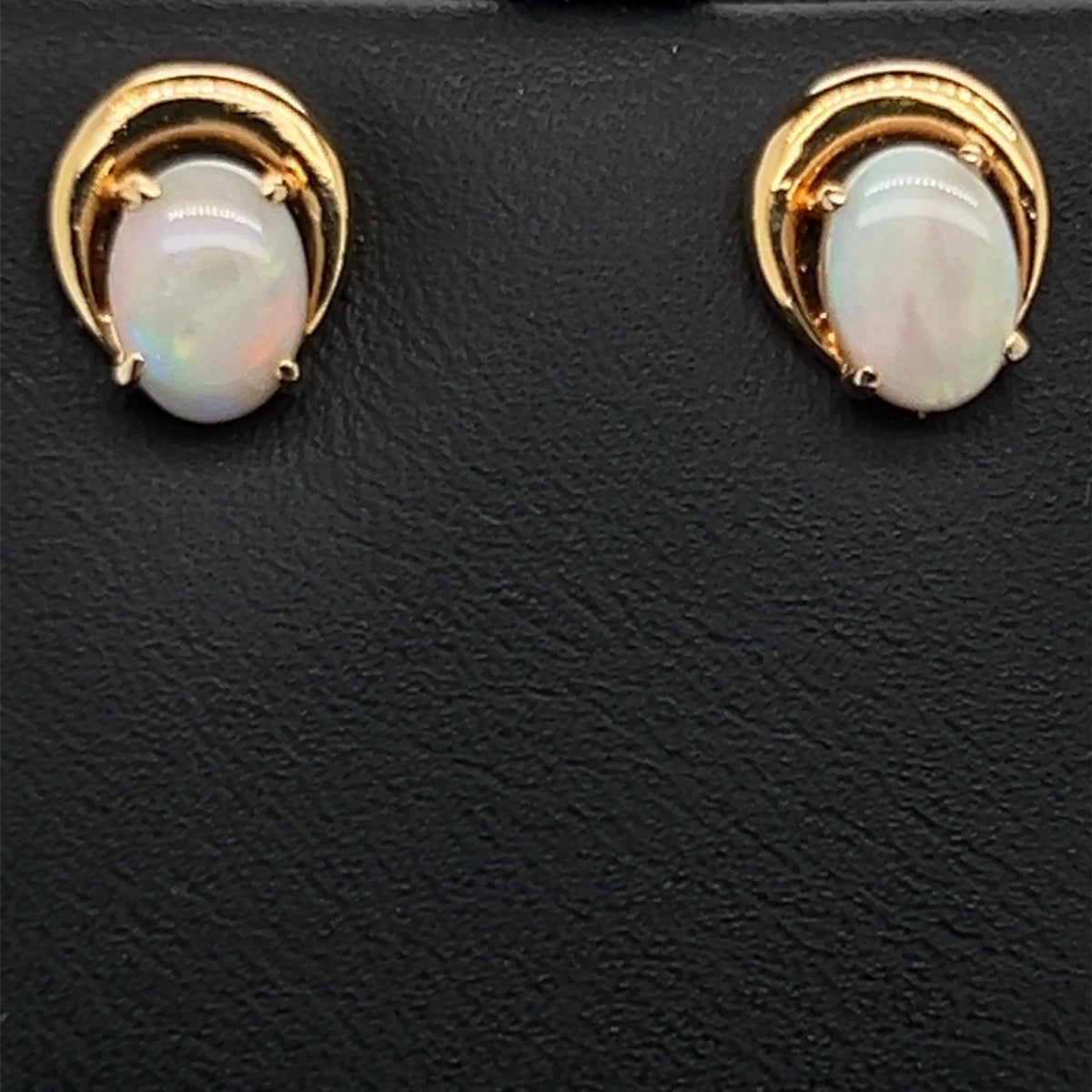 Gold plated solid opal horse shoe earrings (gpse65)