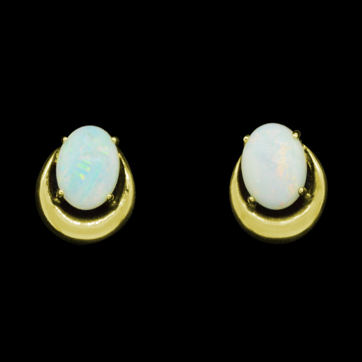 Gold plated solid opal horse shoe earrings (gpse65)