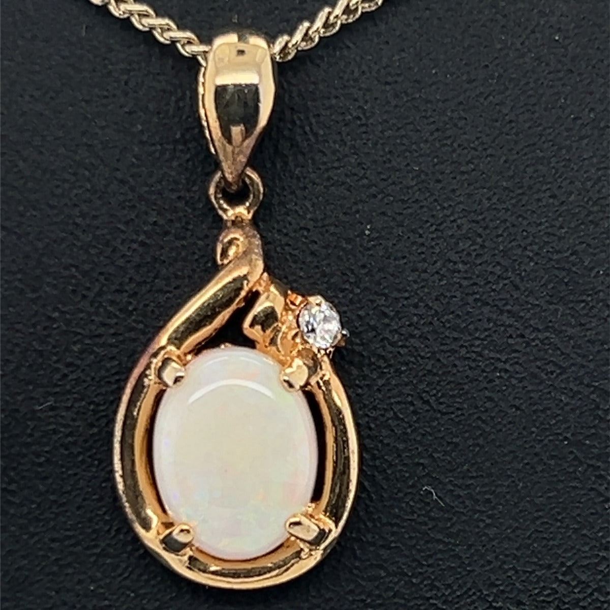 GOLD PLATED SOLID OPAL PENDANT WITH A CUT CRYSTAL (gpsp2420)