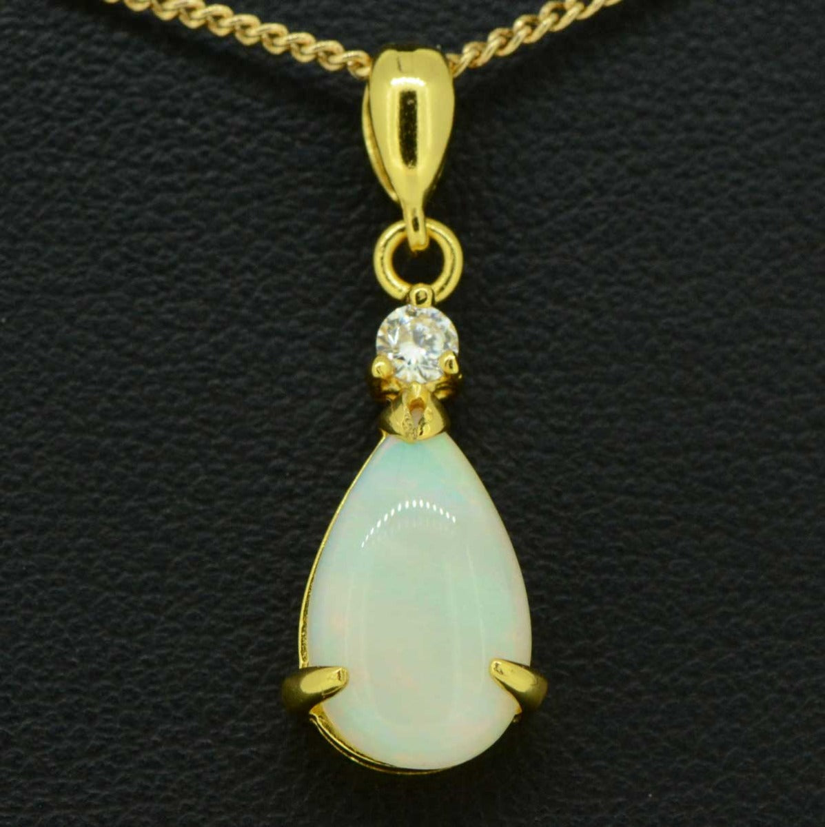 Gold Plated  tear drop solid opal pendant 13mmx9mm