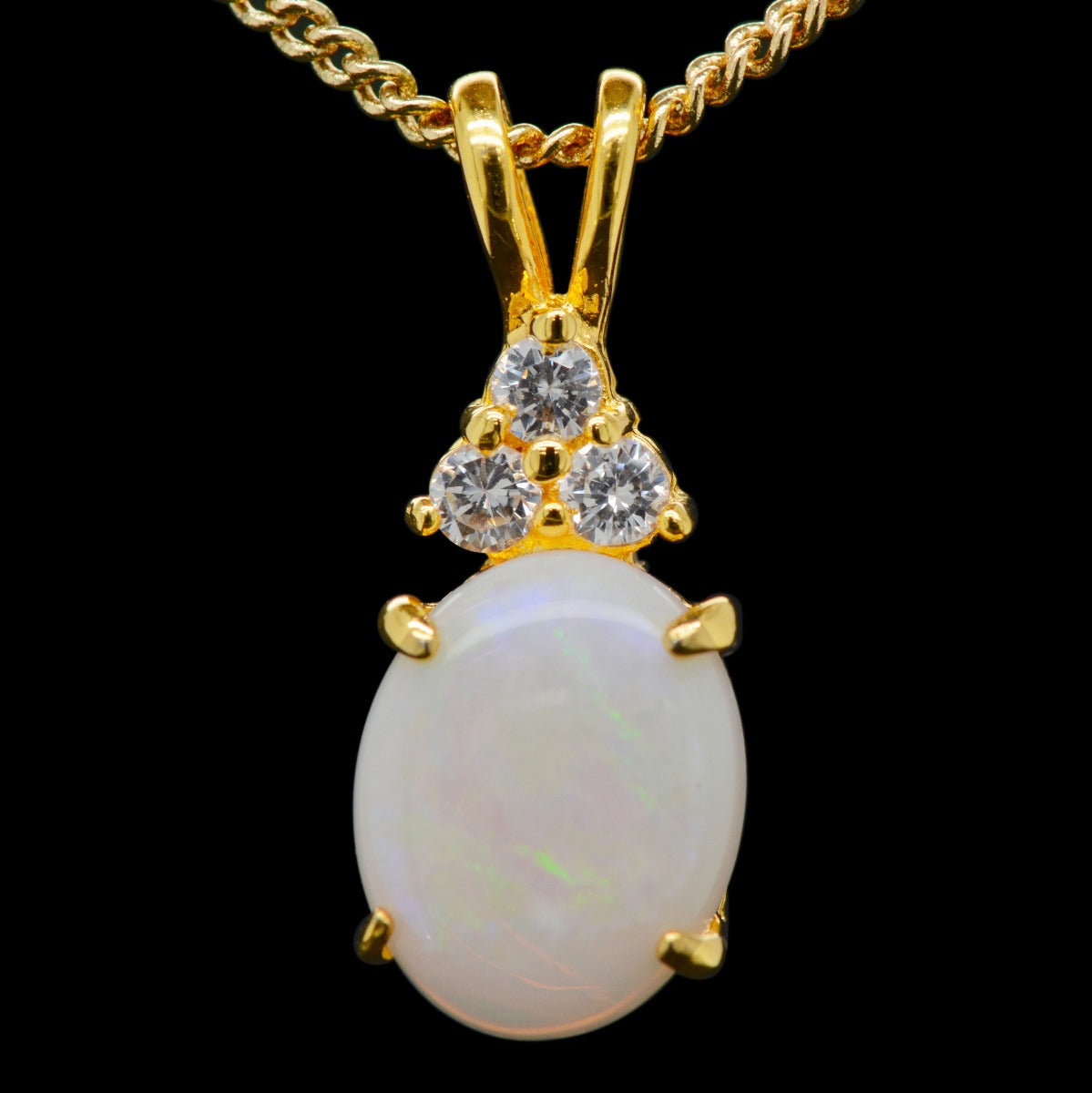 Gold Plated Sterling Silver Solid White Opal Pendant (gpsp8499)