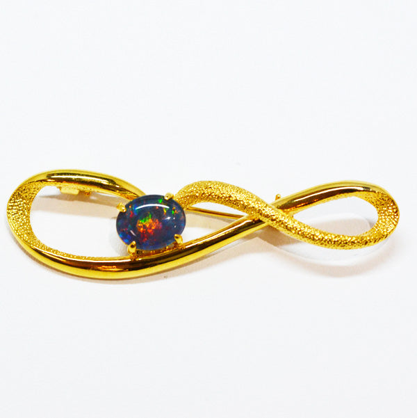 Gold Plated Sterling Silver Claw Set Triplet Opal Brooch (gptbro1)