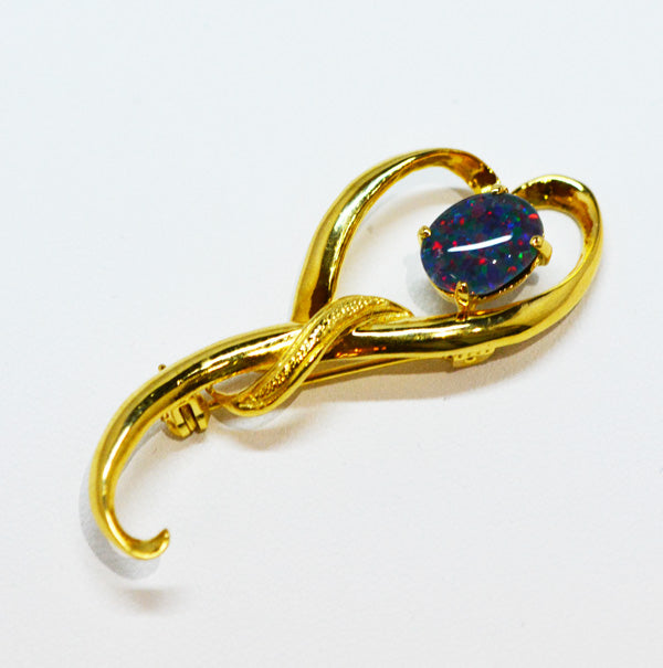 Gold Plated Sterling Silver Triplet Opal Brooch