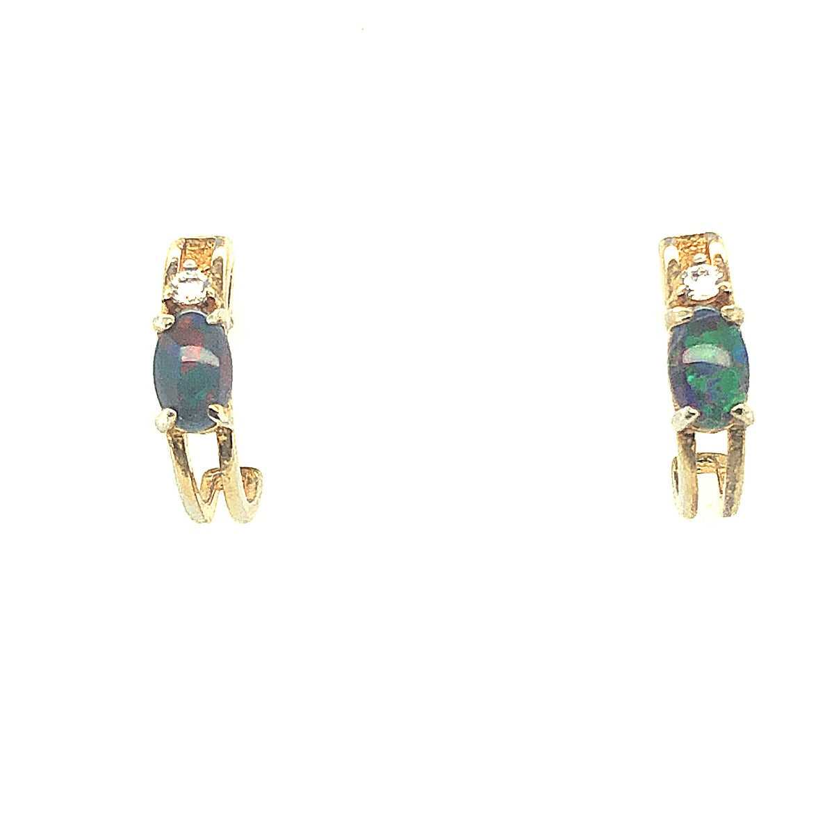 gold plated triplet opal loop earrings (gpte6507)