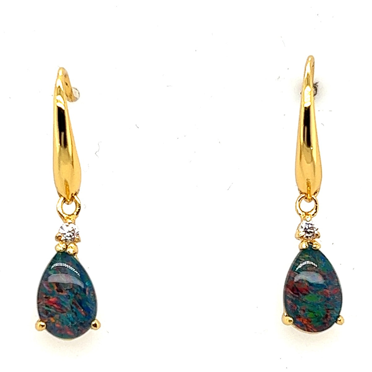 Gold Plated Sterling Silver Triplet Opal Earrings (gpte2994)