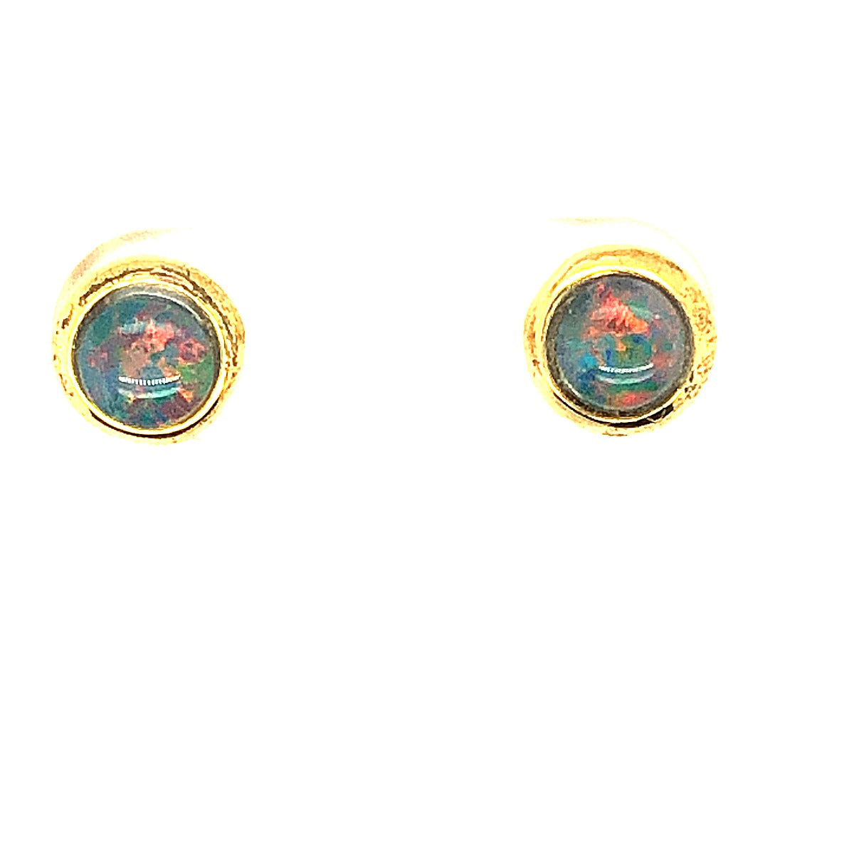 Gold Plate Triplet Opal Earrings 5mm