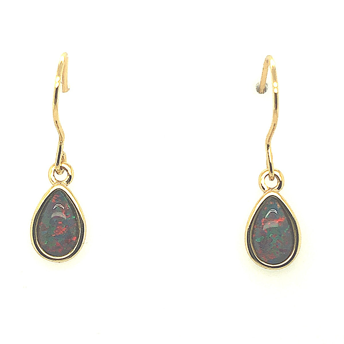 Gold plated tear drop shaped triplet opal earrings  (8mmx5mm)