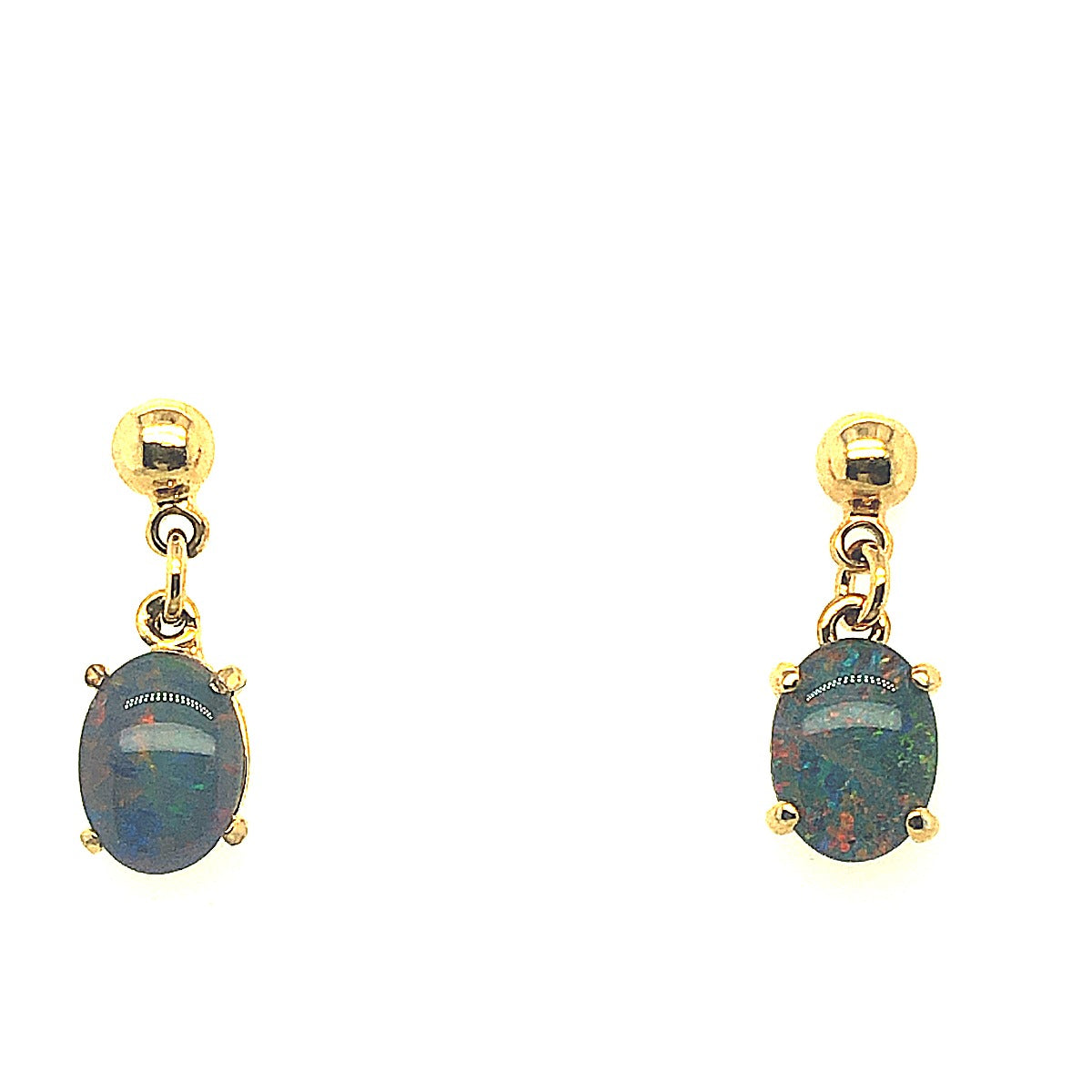 gold plated triplet opal drop earrings (gpte6497)