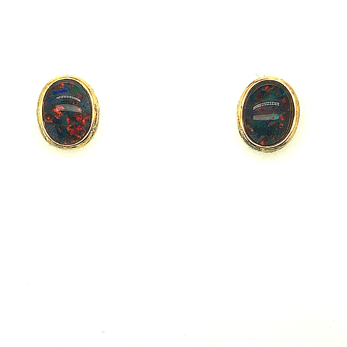 Gold Plated Bezel Triplet Opal Earrings (gpte6681)