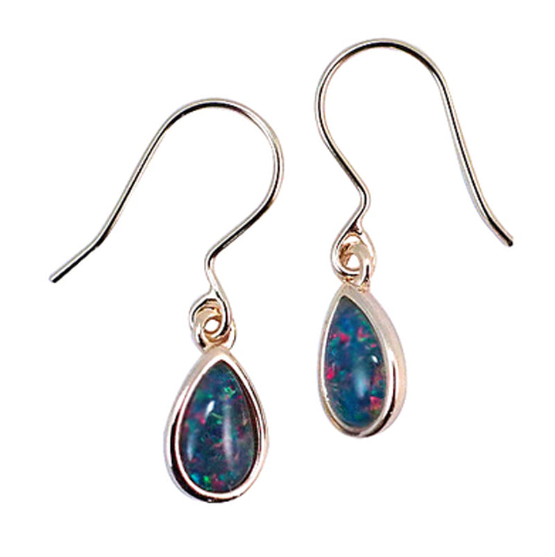 Gold plated triplet drop opal earrings