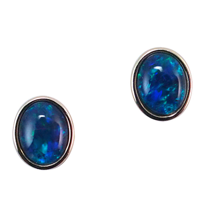 Gold Plated Sterling Silver Triplet Opal Earrings (GPTE7)