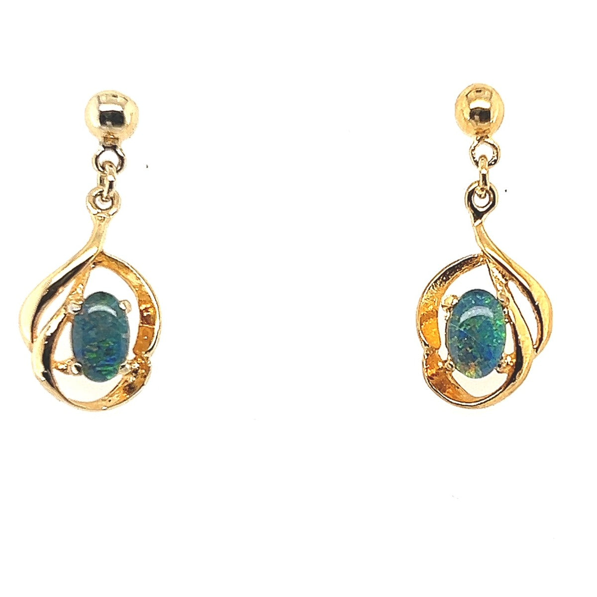 Gold plated triplet opal swirl earrings (gpte6517)