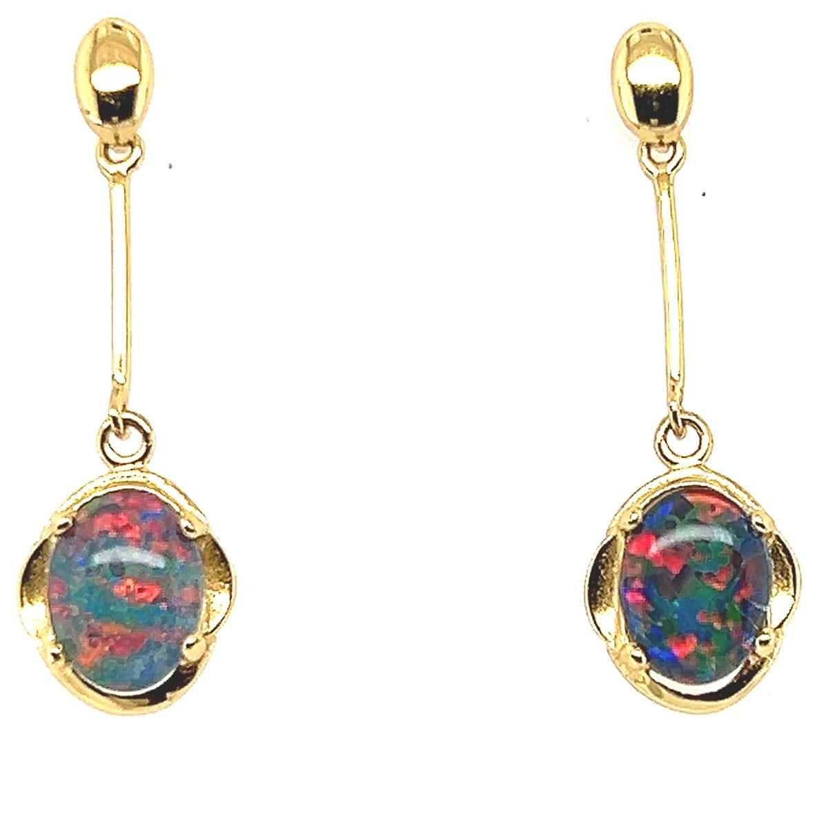 Gold Plated Sterling Silver Triplet Opal Earrings (gpte2997)