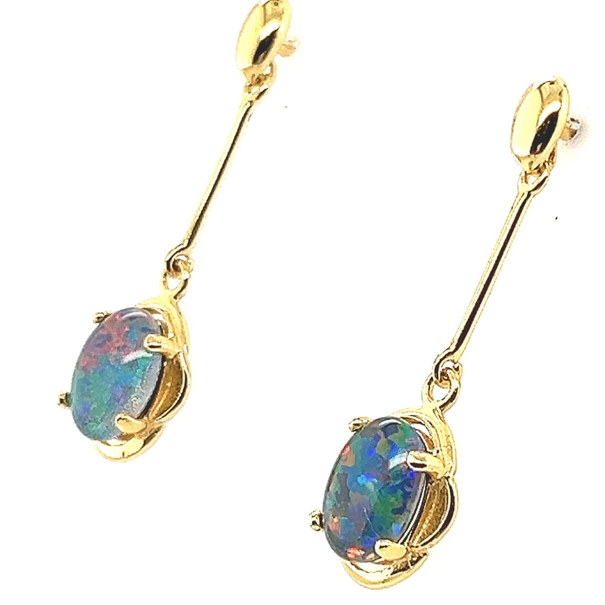 Gold Plated Sterling Silver Triplet Opal Earrings (gpte2997)