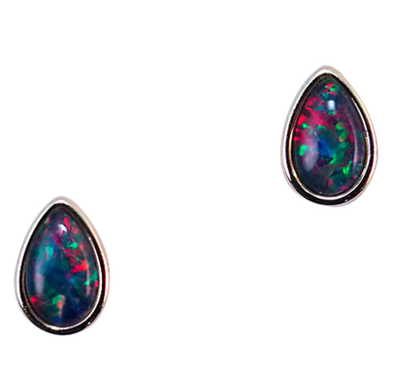 Gold plated tear drop triplet opal earrings