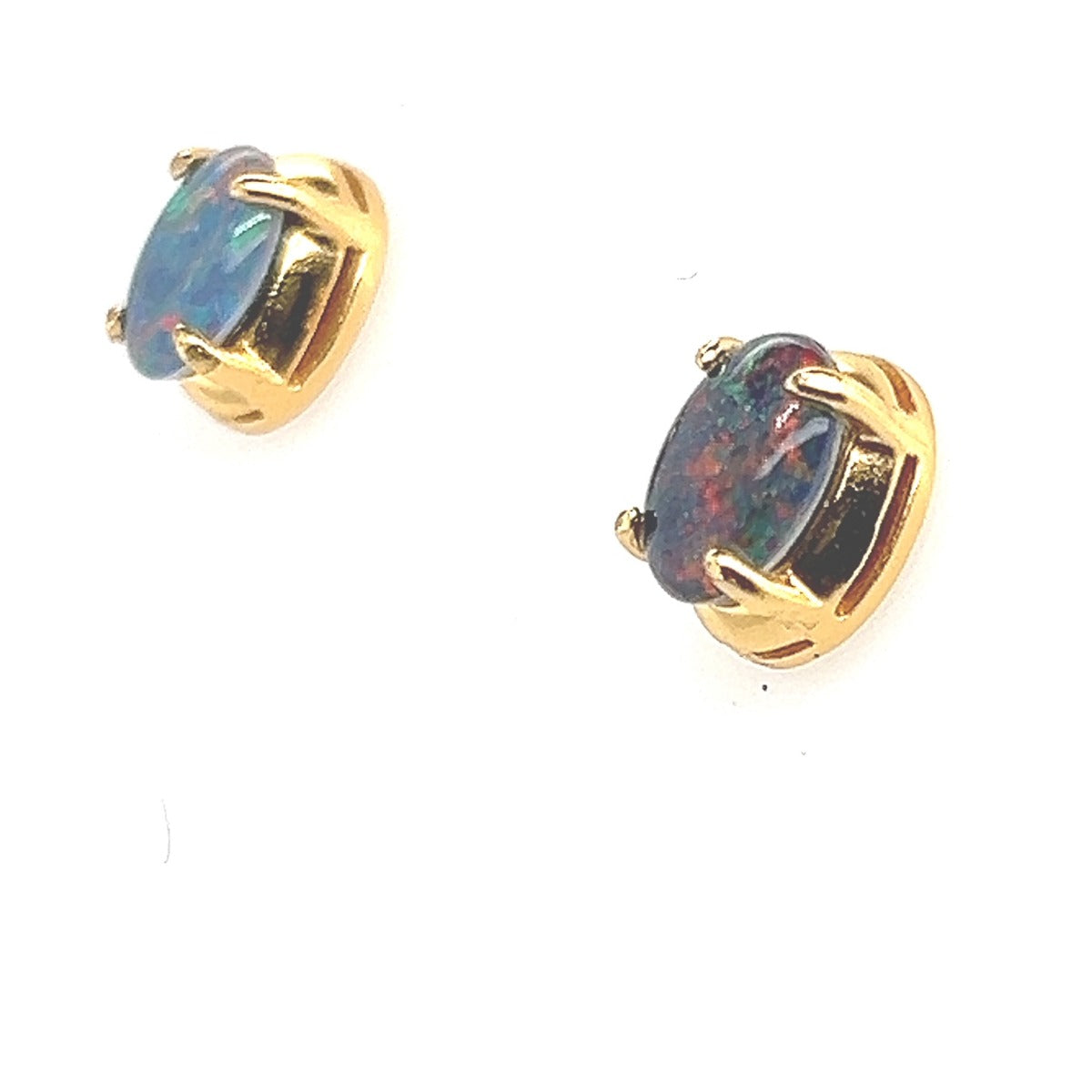 Gold Plated Sterling Silver Triplet Opal Earrings (gpte31)