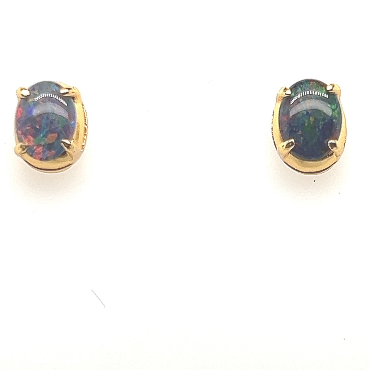 Gold Plated Sterling Silver Triplet Opal Earrings (gpte31)