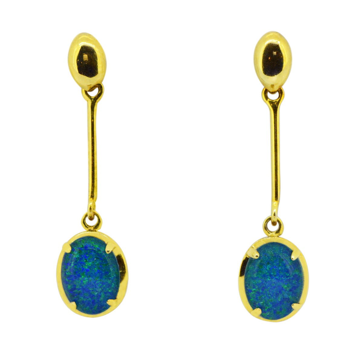 gold plated triplet opal drop earrings (gpte8168)