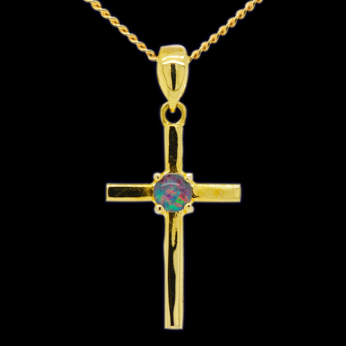 Gold Plated Sterling Silver Triplet Pendant Cross