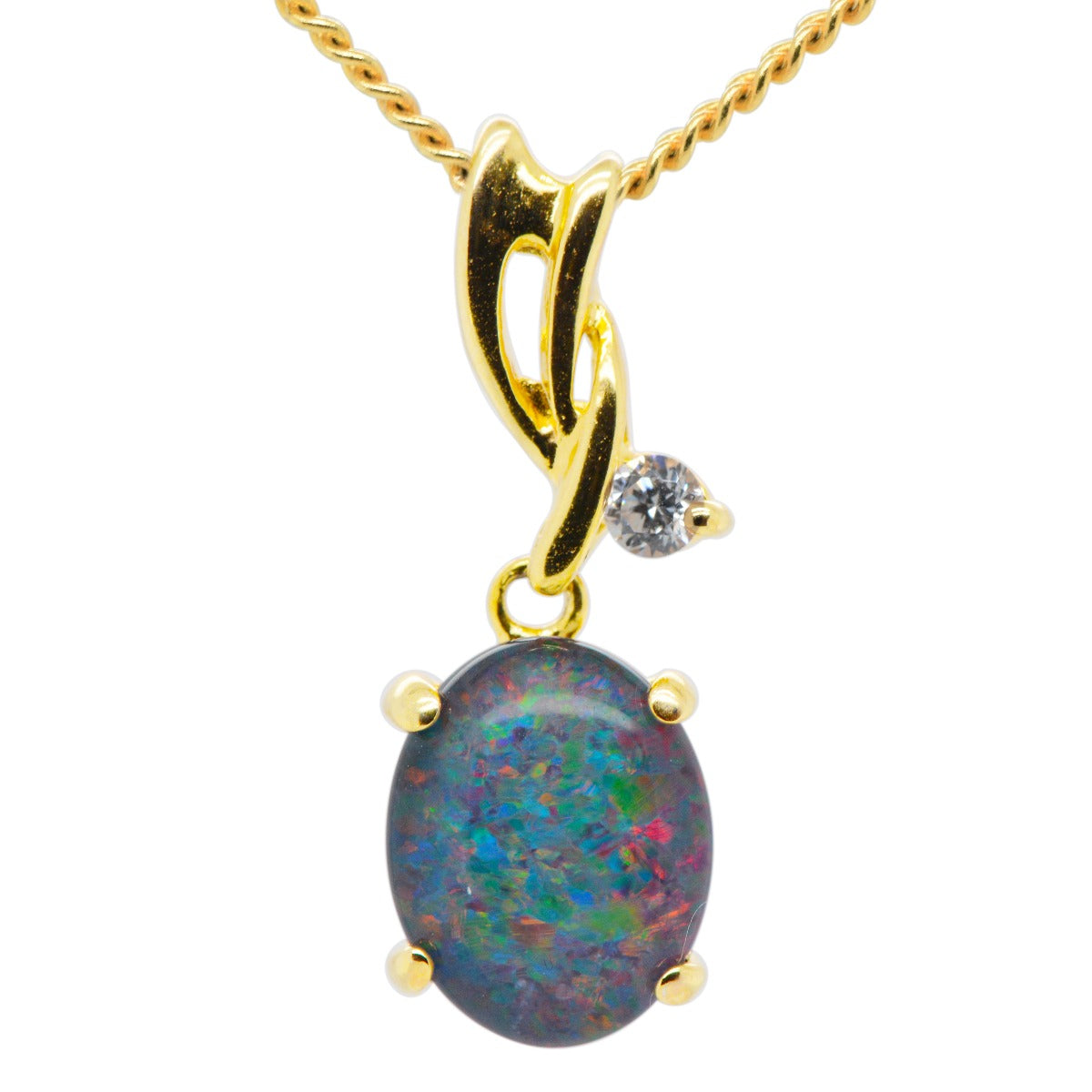 Gold Plated Sterling  Triplet Opal Pendant (gptp8492)