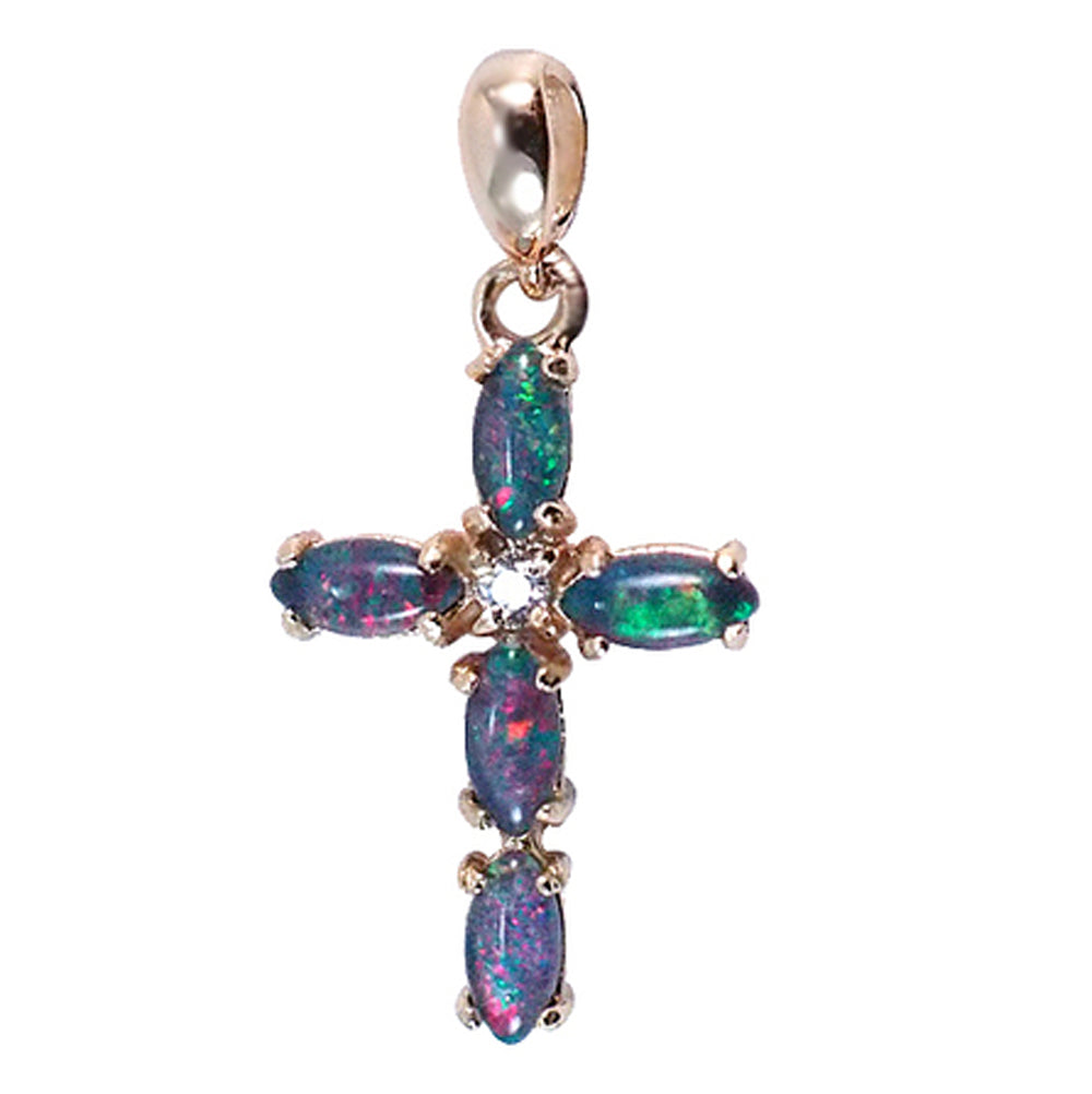 Gold plated triplet opal cross