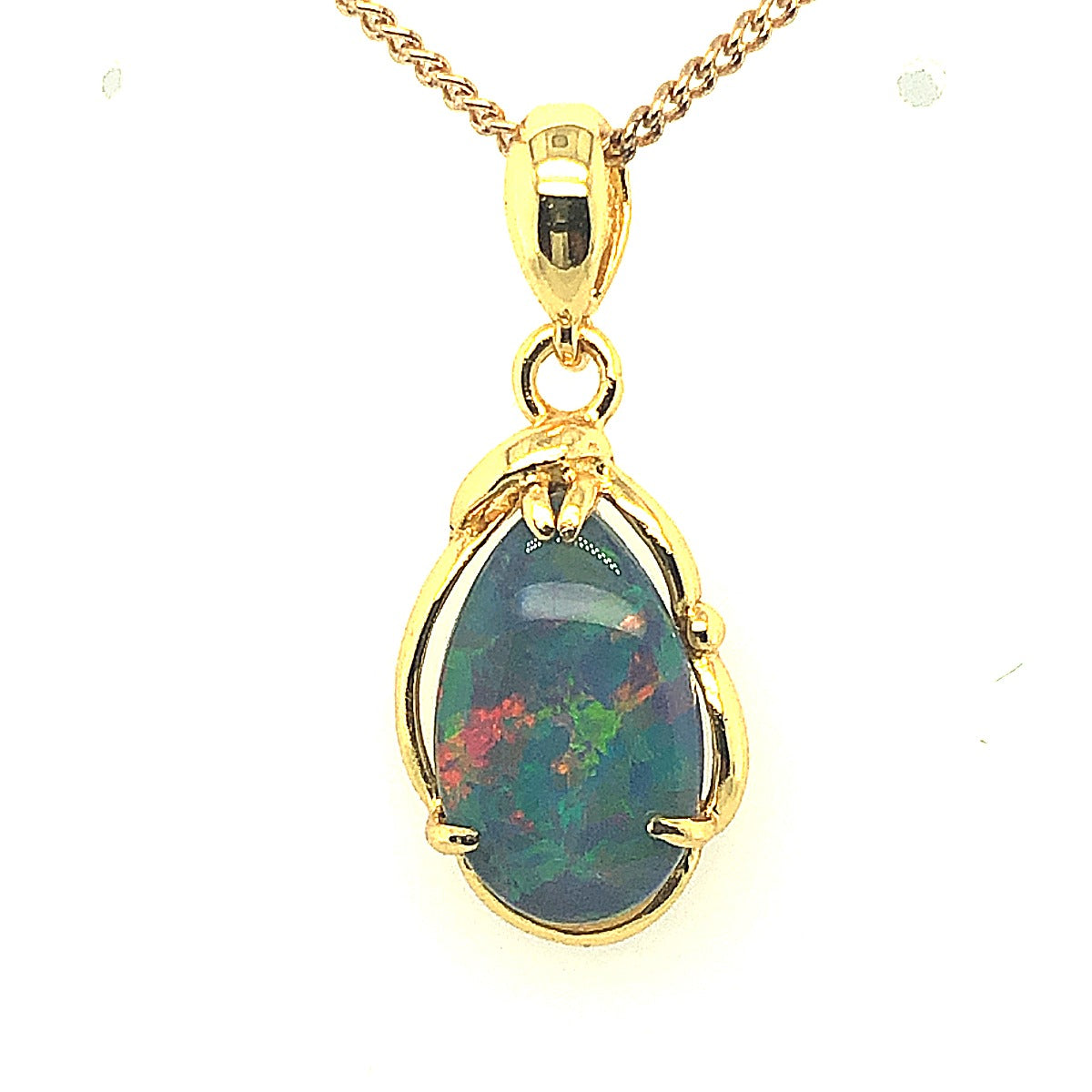 Gold plated sterling silver triplet opal pendant