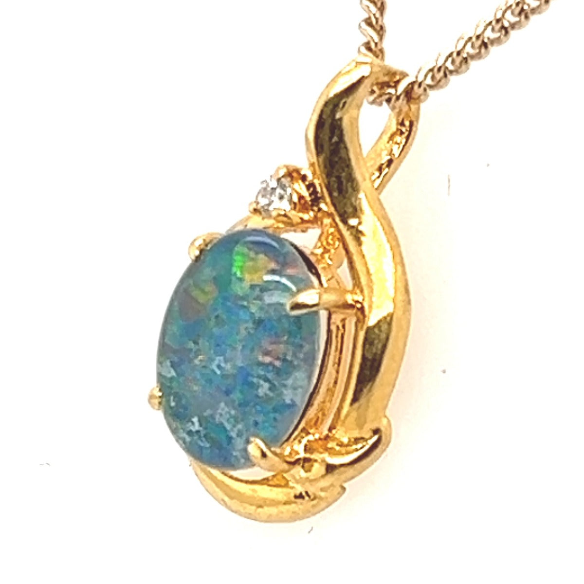 Gold plated sterling silver triplet opal pendant (gptp8144)