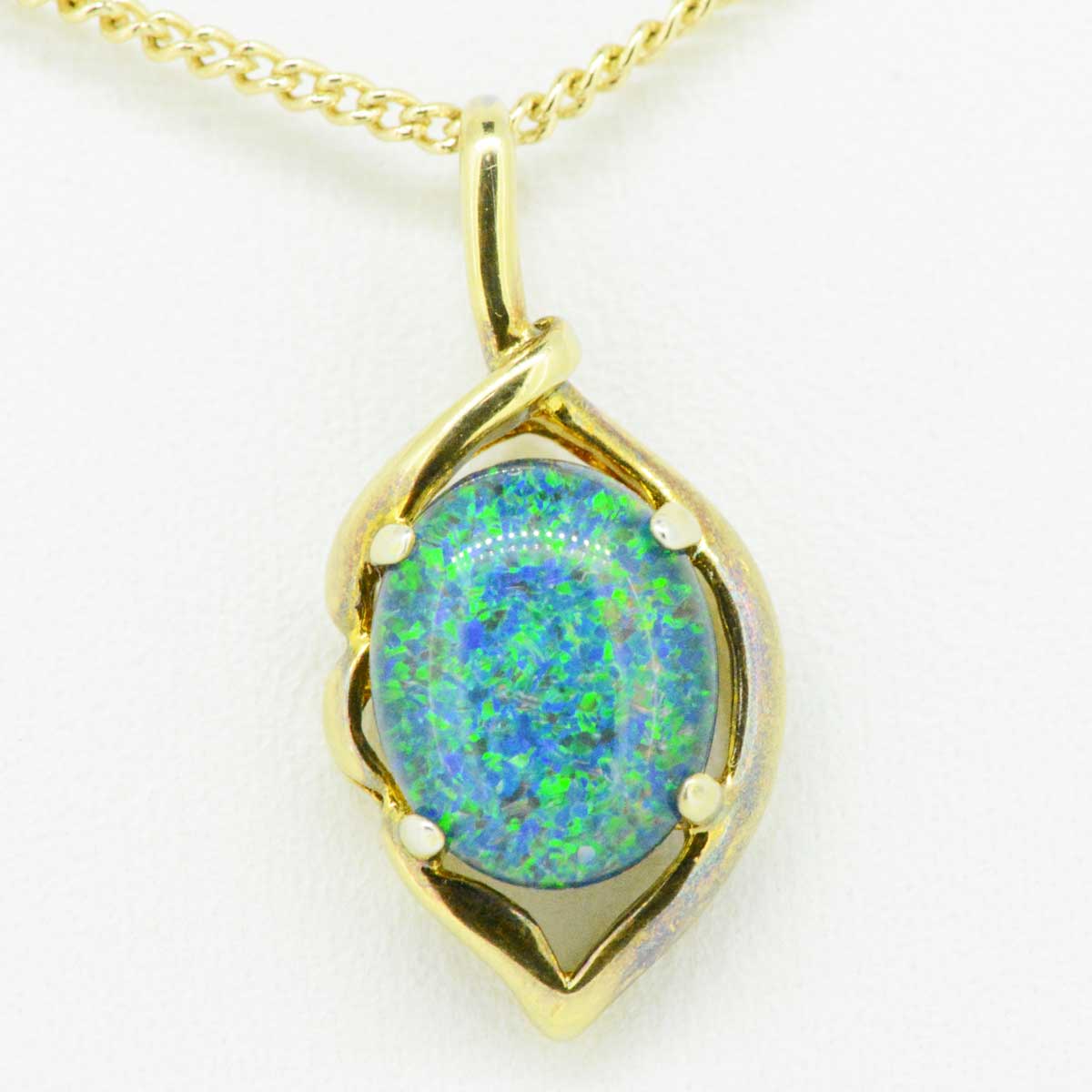 Gold plated triplet opal pendant 10mmx8mm