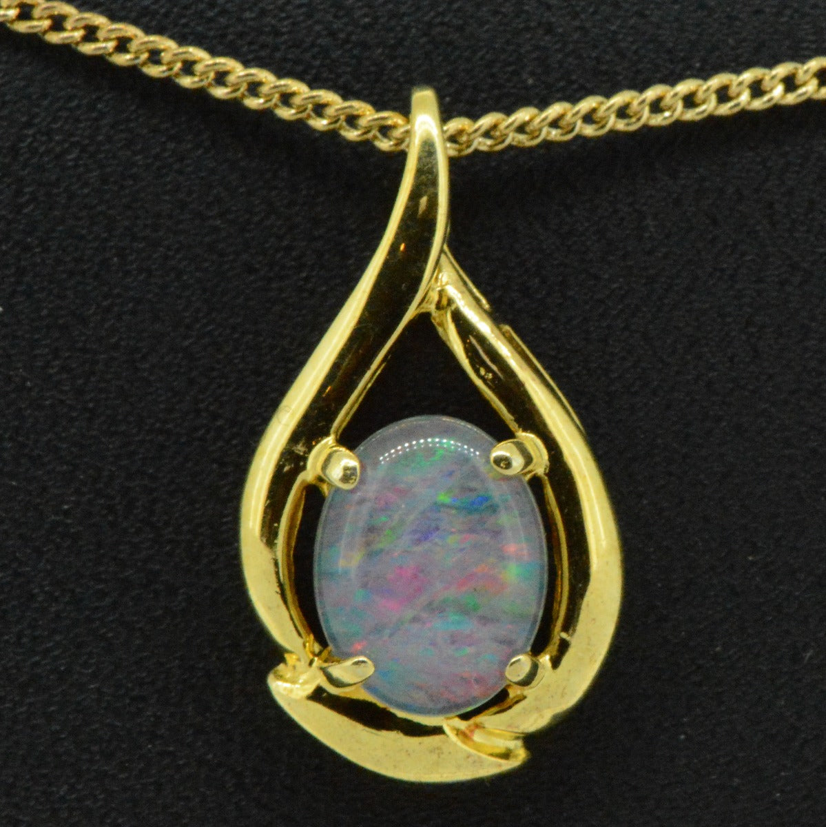 Gold Plated Sterling Silver Triplet Opal Pendant (9mmx7mm)