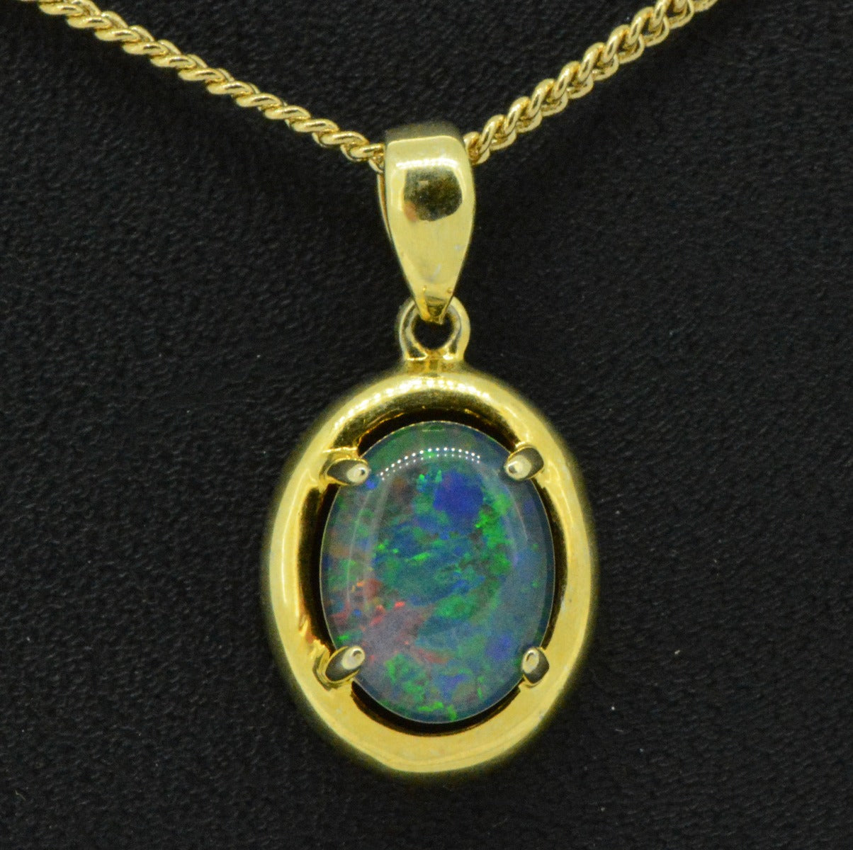 gold plated triplet opal pendant (9x7)