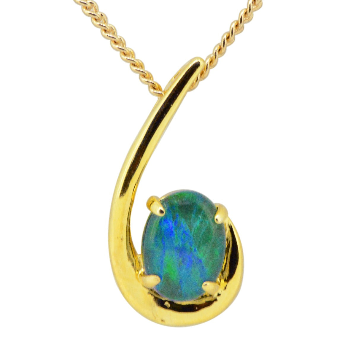 Yellow Gold Plated Sterling Silver Claw Set Triplet Opal Pendant