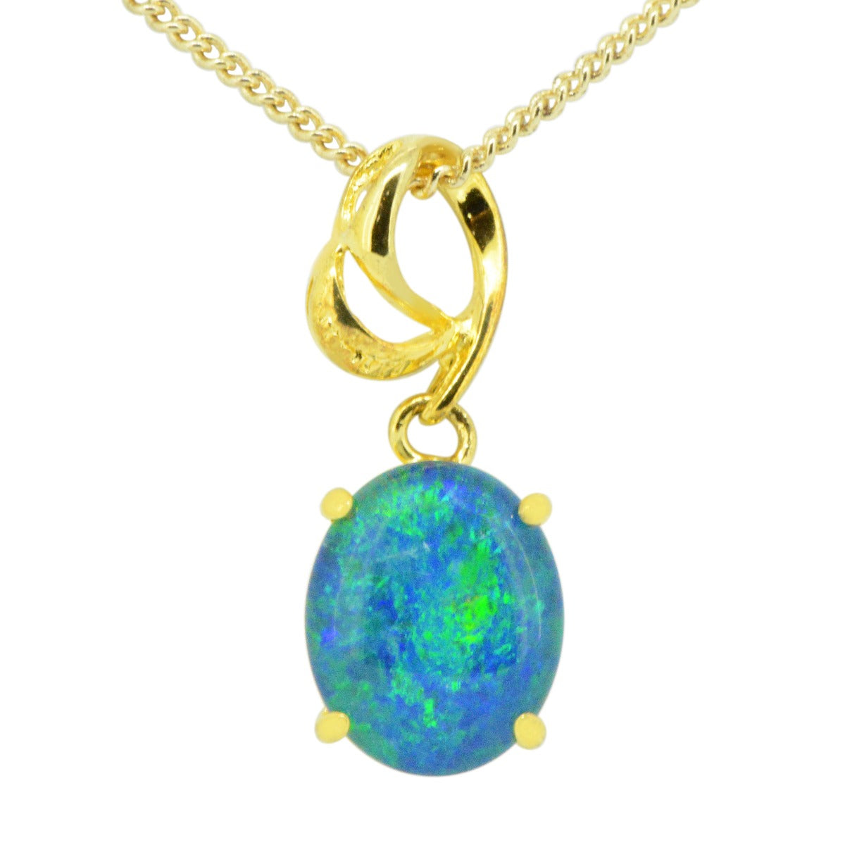 Gold plated triplet opal pendant 11mmx9mm (gptp6330)