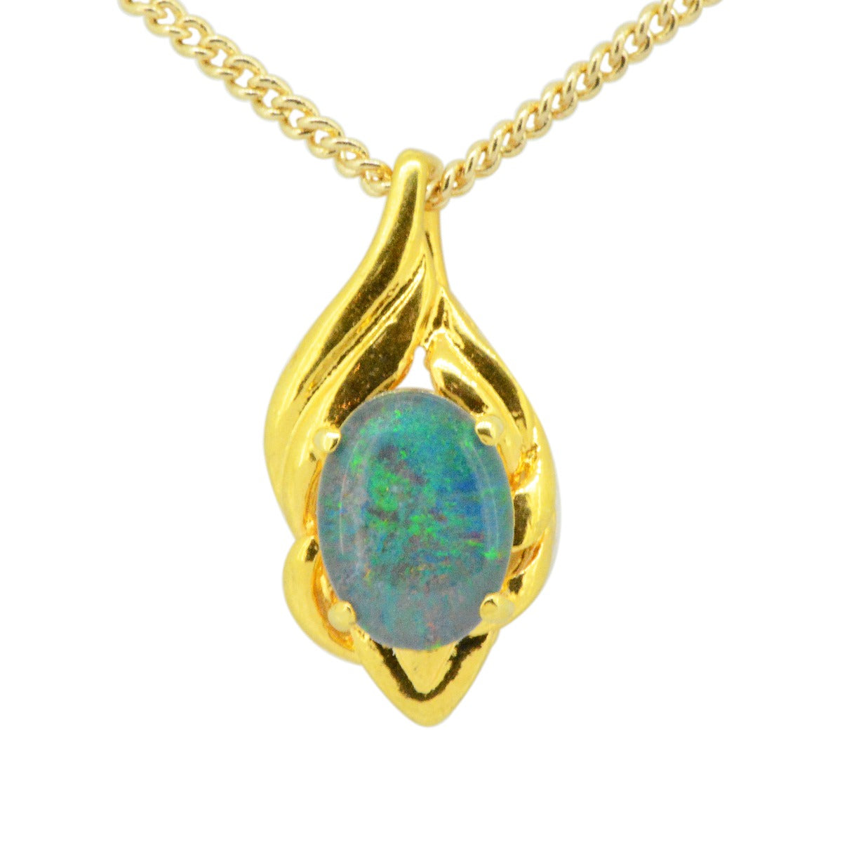 Gold plated triplet opal pendant 8mmx6mm