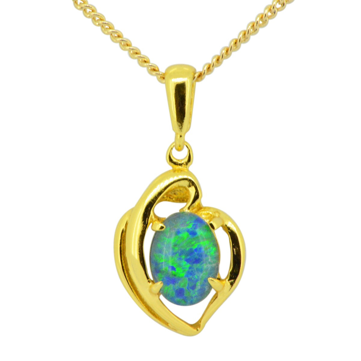 Gold plated triplet opal pendant 8mmx6mm