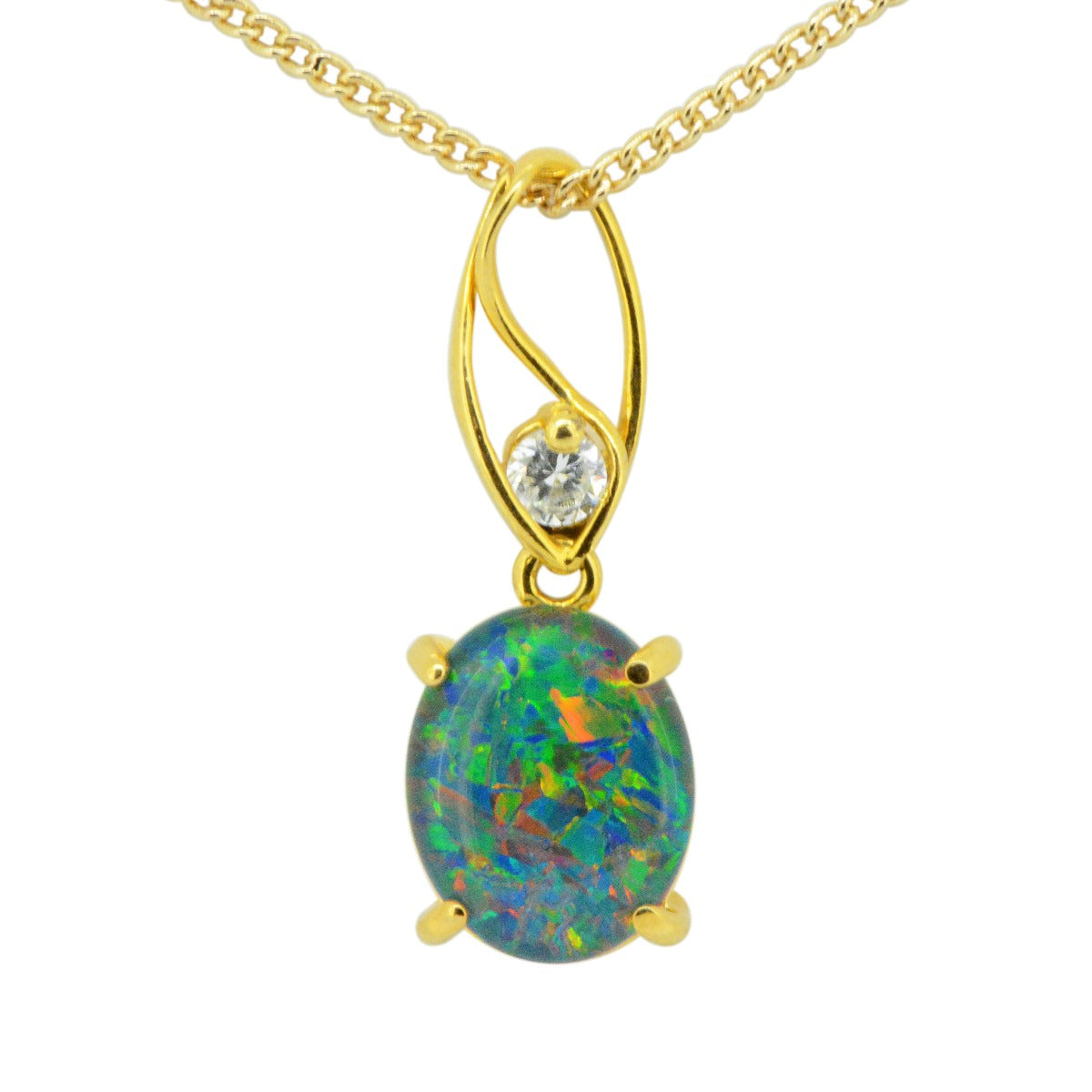 Gold plated triplet opal pendant 11mm x 9mm (gptp6344)