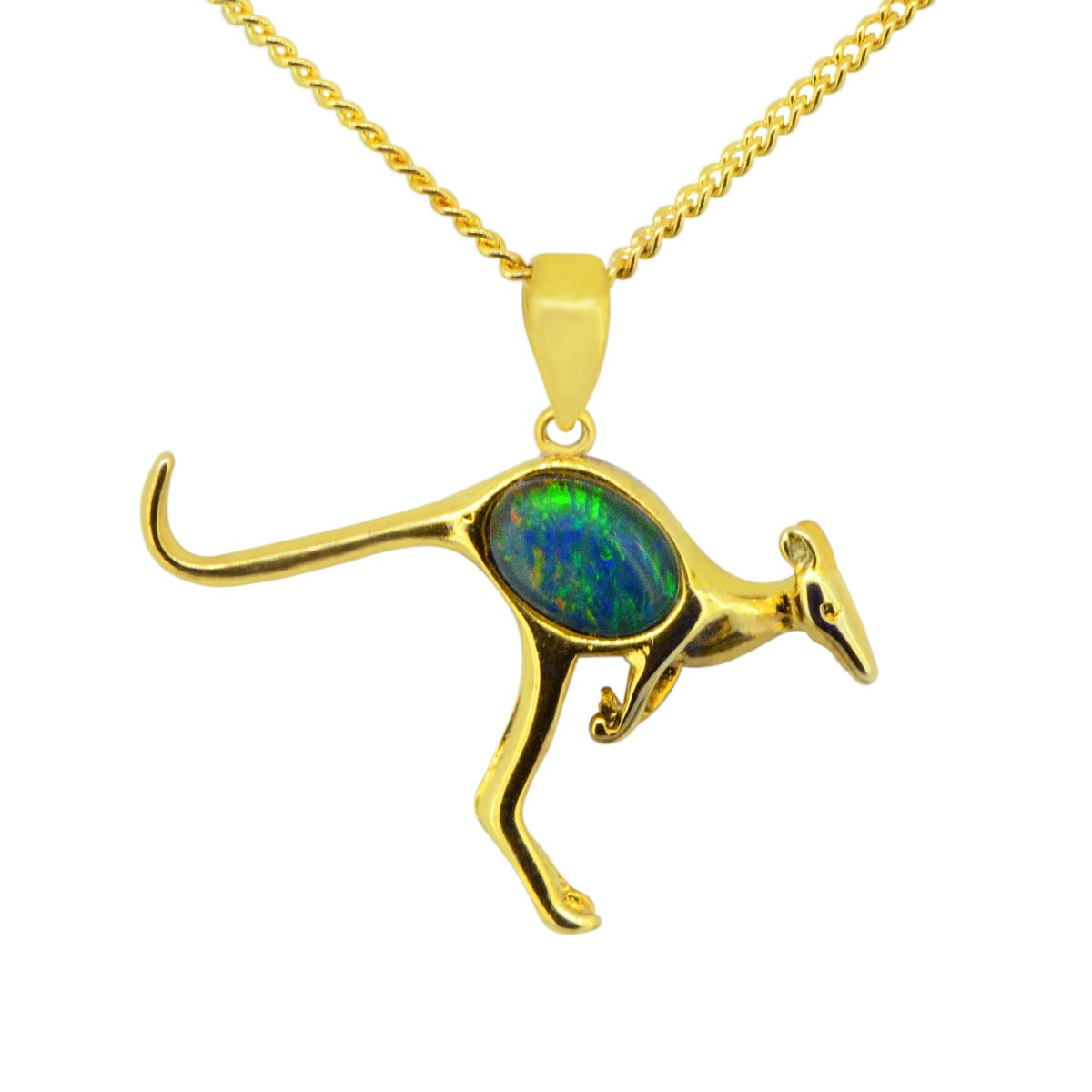 Gold Plated Sterling Silver Kangaroo Triplet Opal Pendant