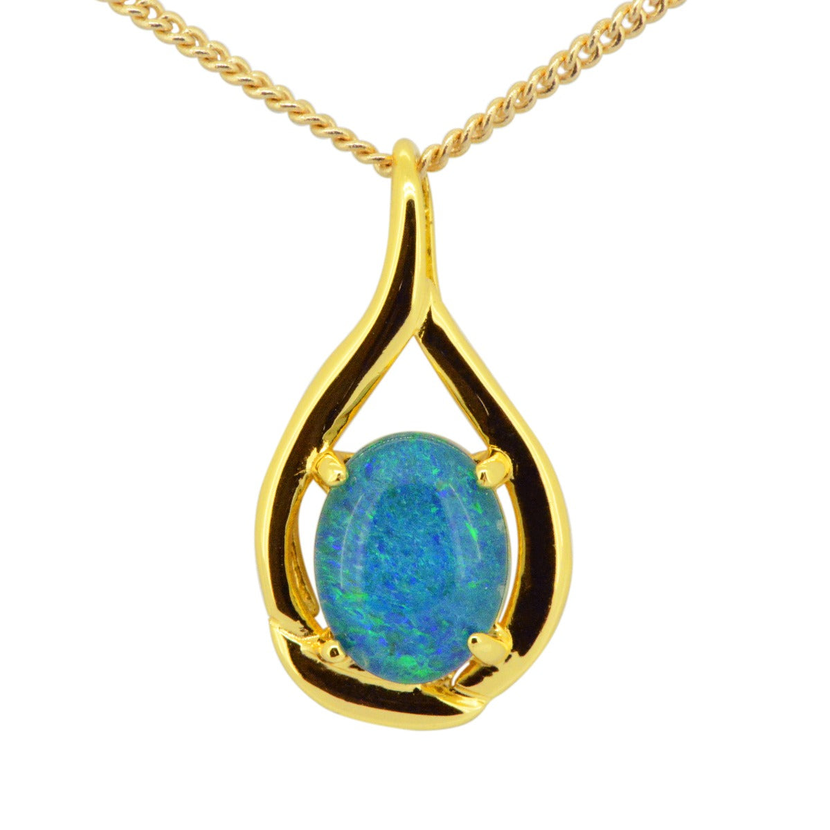 Gold Plated Sterling Silver Triplet Opal Pendant (9mmx7mm)