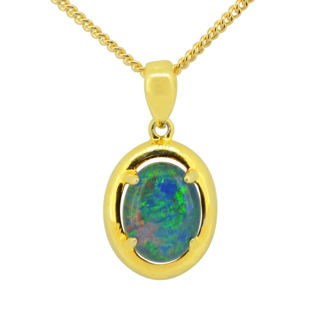 gold plated triplet opal pendant (9x7)