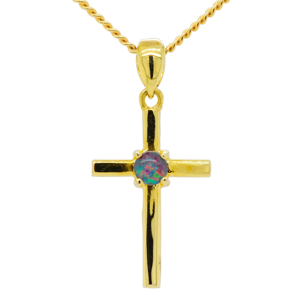 Gold Plated Sterling Silver Triplet Pendant Cross