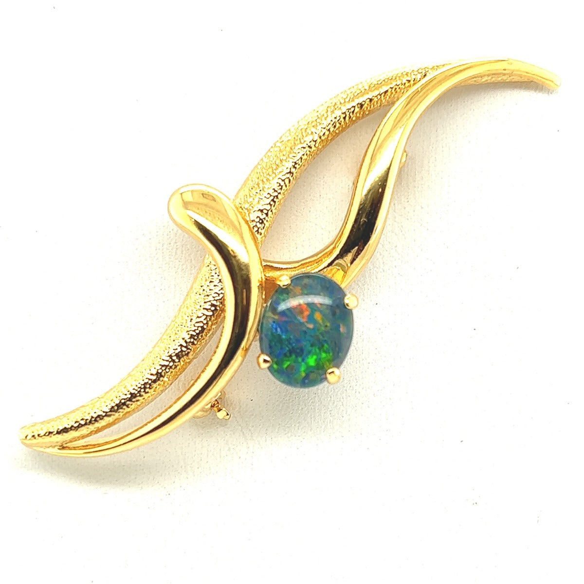 Gold Plated Sterling Silver Triplet Opal Brooch (gptbro1050)