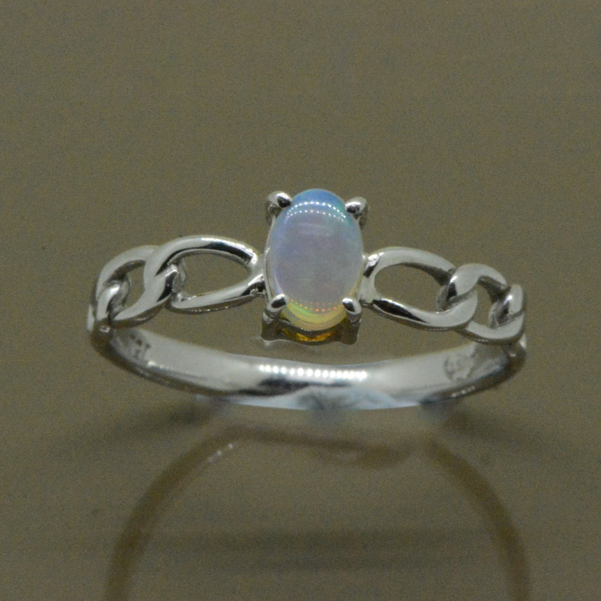 Crystal Opal Ring White Gold